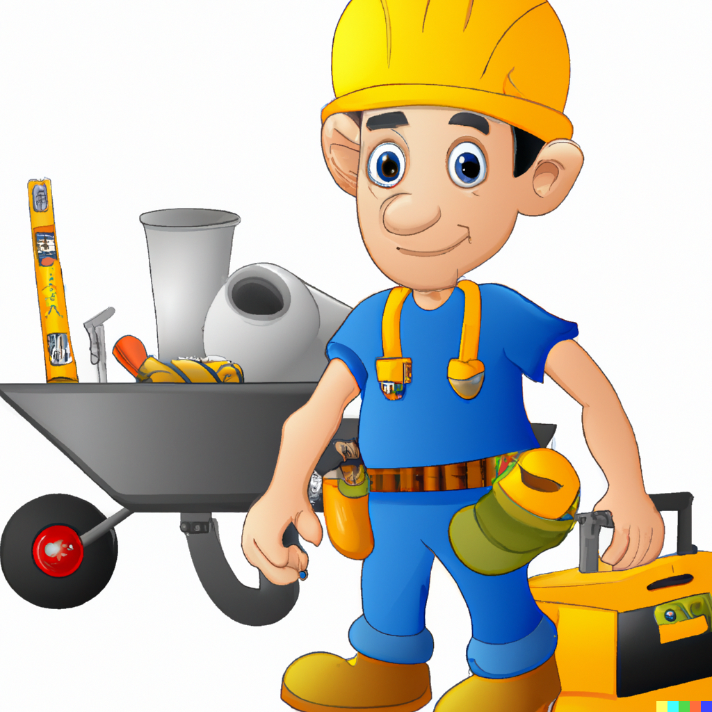 Cartoon image of a labourer on a building site